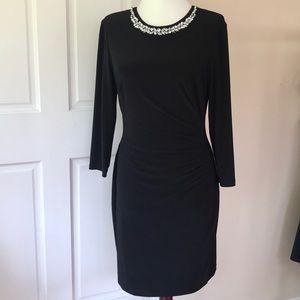 Ralph Lauren Jersey black beaded dress 8p